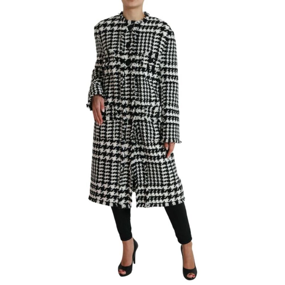 Dolce & Gabbana Black White Houndstooth Trench Coat Women's Jacket - Picture 2 of 6